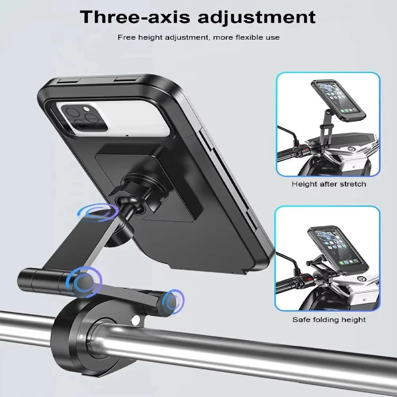 Waterproof Mobile Phone Holder for Motorcycle Bike Magnetic Cycling Phone Bag GPS 360° Swivel Adjustable Stand Phone Accessories